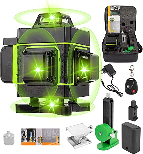 Kreuzlinienlaser Selbstnivellierender Grün Lasernivelliergerät 16 Linien 4D-Lasernivelliergerät Kreuzlaser mit grüner Linie 360-Grad-Lasernivelliergerät mit Fernbedienung und Magnetischer Hebebasis von Iriisy