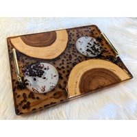 Tablett Für Kaffeeliebhaber/Harztablett Epoxidharztablett Holztablett Kaffeetablett Kein Kratzharz Heißschutzharz-Kaffeetablett 5D-Kaffeetablett von IrinaResinShop