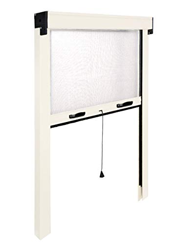 Insektenschutzrollo aus Aluminium, schlankes Modell für Fenster, 120 x 170 cm, verkleinerbar, Weiß von Iris Ohyama