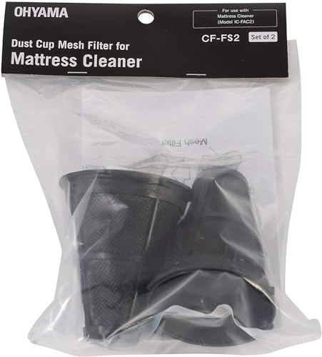 Iris Ohyama, 2er-Set Staubfilter für Milbensauger, Beseitigt Hausstaubmilben, Allergene und Staub., Maschenware, Waschbar, Für IC-FAC2 & IC-FAC4 - Dust Cup Mesh Filter CF-FS2 - Schwarz von Iris Ohyama