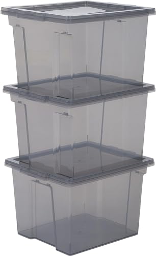 Iris Ohyama, 3er-Set, Aufbewahrungsboxen, 10 L, mit Deckel, stapelbar, Garage, Schlafzimmer, Wohnzimmer - Useful Storage Box USB-S - Grau von Iris Ohyama