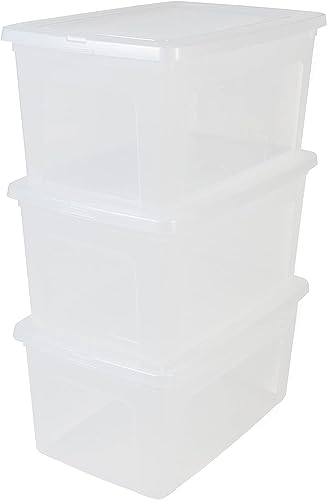 Iris Ohyama, 3er-Set, Aufbewahrungsboxen, 50 L, durchsichtig, stapelbar, Wohnzimmer, Schlafzimmer - Modular Clear Box MCB-50 - Transparent von Iris Ohyama