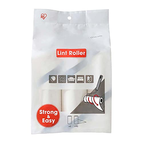 Iris Ohyama, 6 x 60 Blatt Nachfüllpackungen, Tierisch, Adhäsiv, Rubuste und Fest, Kleidung, Vorhänge, Sofas - Handy Lint Roller CCHS-6RN - Weiß von Iris Ohyama