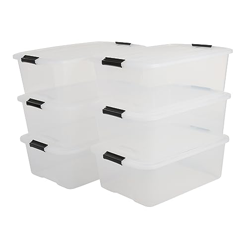 Iris Ohyama Aufbewahrungsbox mit Deckel, 30L, 6er-Set, Transparent, Schnappverschlüsse mit Griffen, Stapelbar, Stark & Langlebig, Für Kleidung, Garage, Zuhause, Büro, Plastikbox, Lagerung TB-30 von Iris Ohyama