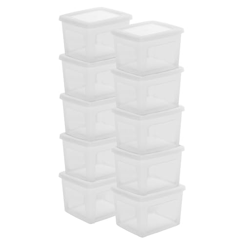 Iris Ohyama Vielseitige Aufbewahrungsboxen, 2L, 10er-Set, Transparent, Deckel leicht schließbar, Stapelbar, Plastik, Für Schrank, Regale, Klassenzimmer, Organisation, Kunstbedarf, Schuhe, MCB-2 von Iris Ohyama