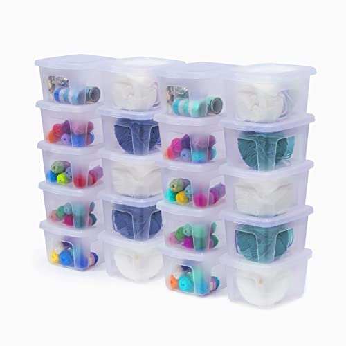 Iris Ohyama, Aufbewahrungsbox aus Kunststoff, 2L Schreibtisch-Aufbewahrungsbox, 20er-Pack, MCB-2, transparent, stapelbar, Verschlussclips, B19 x T16,5 x H11 cm von Iris Ohyama