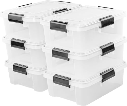 Iris Ohyama, Aufbewahrungsbox aus Kunststoff, Set mit 6 hermetischen Boxen à 10 l, AT-S, Transparent, B39 x T29 x H14 cm von Iris Ohyama