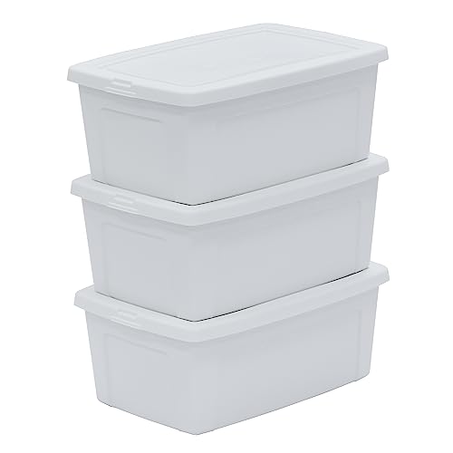 Iris Ohyama, Aufbewahrungsbox aus Kunststoff, Büro-Aufbewahrungsbox mit 3 x 11 l, 3er-Set, MCB-11, weiß, stapelbar, Verschlussclips ? B39,5 x T26,5 x H16 cm von Iris Ohyama