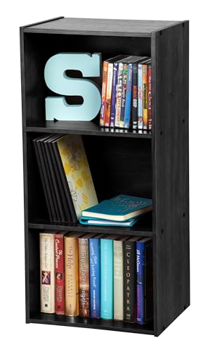 Iris Ohyama, Aufbewahrungsmöbel, Bücherregal, 3 feste Regale, Design, Multifunktional, Büro, Eingang, Schlafzimmer, Wohnzimmer - Basic Storage Shelf CX-3 - Eiche Schwarz von Iris Ohyama