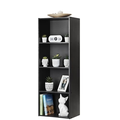 Iris Ohyama Modernes Bücherregal, 4 Etagen, Schwarz, Vielseitig, Modular, Offenes Regal, Für Wohnzimmer, Büro, Schlafzimmer, Platzsparend, Bücher, CD, Dekor, Einfacher Aufbau, CX-4 von Iris Ohyama