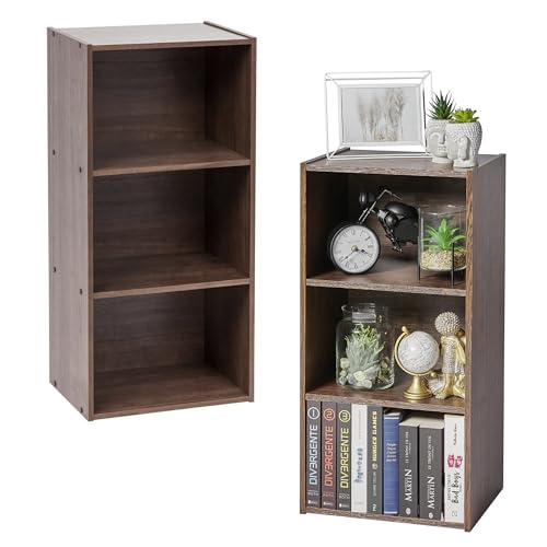 Iris Ohyama, Aufbewahrungsmöbel, Bücherregal, 3 feste Regale, Design, Multifunktional, Büro, Eingang, Schlafzimmer, Wohnzimmer - Basic Storage Shelf CX-3 - Braun von Iris Ohyama