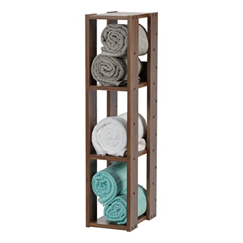 Iris Ohyama, Bücherregal, 3-stufiges Regal, 14 cm breite verstellbare Regale, Stabil, Industriell, Waschküche, Wohnzimmer, Eingangsbereich, Schlafzimmer, Büro - Open Wood Rack OWR-200- Braun von Iris Ohyama