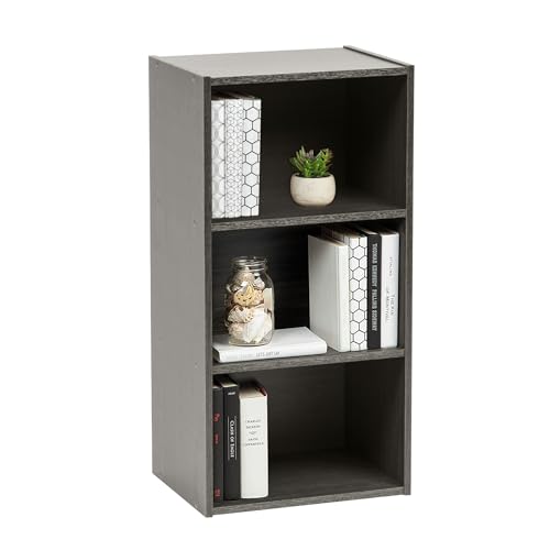 Iris Ohyama, Bücherregal, Beistellmöbel, 3 feste Regale,Design, Modular, Büro, Schlafzimmer, Wohnzimmer- Module Shelf MDB-3 - Graue Eiche von Iris Ohyama