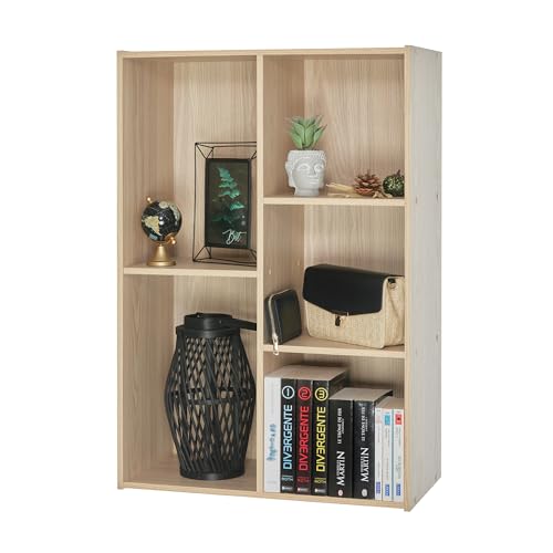 Iris Ohyama, Bücherregal, Regale mit 5 Fächern, Bücherregal, Trennwand, Display, Wohnzimmer, Schlafzimmer, Büro - Basic Storage Shelf CX-23C - Hellbraun von Iris Ohyama