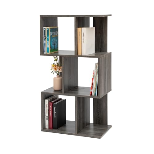 Iris Ohyama, Wandregal mit Ebenen, S-förmiges Möbel, 3 Regale, Modular, Wandbefestigungsset, Trennwand, Büro, Schlafzimmer, Wohnzimmer - Display Shelf SRK-W3- Eiche grau von Iris Ohyama