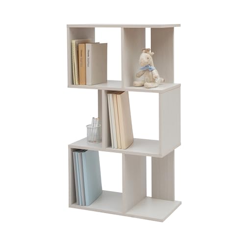 Iris Ohyama, Wandregal mit Ebenen, S-förmiges Möbel, 3 Regale, Modular, Wandbefestigungsset, Trennwand, Büro, Schlafzimmer, Wohnzimmer - Display Shelf SRK-W3 - Eiche weiß von Iris Ohyama