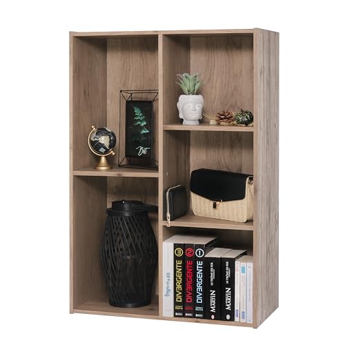 Iris Ohyama, Bücherregal, Regale mit 5 Fächern, Bücherregal, Trennwand, Display, Wohnzimmer, Schlafzimmer, Büro - Basic Storage Shelf CX-23C - Aschbraun von Iris Ohyama