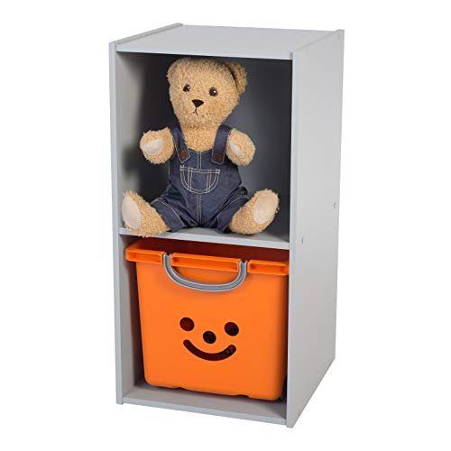 Iris Ohyama, Kindermöbel, Bücherregal, Spielzeugorganizer, 2 feste Regale, Multifunktional, Design, Kinderkrippe, Zimmer, Schule - Kids cube shelf KCX-2 - Grau von Iris Ohyama