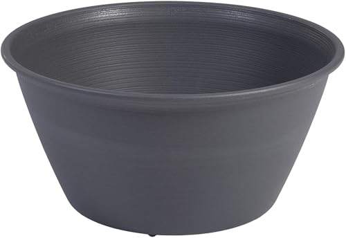 Iris Ohyama, Pflanzentopf, Runde Pflanzgefäße mit Wasserableitung/Speichersystem für die Gartenarbeit - Round Plant Pot 360, Grau von Iris Ohyama