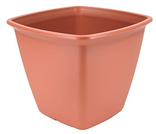 Iris Ohyama, Pflanzentopf, Viereckige Pflanzgefäße mit Wasserableitung/Speichersystem für die Gartenarbeit - Square Plant Pot 360, Braun von Iris Ohyama