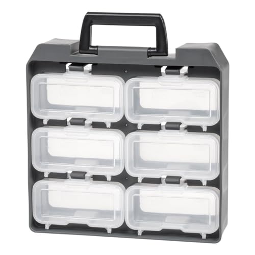 Iris Ohyama, Organizer, Box, Truhe, Mülleimer, Werkzeugkasten, DIY, Schraubenschließfach mit ergonomischen Griffen, 1er-Set, solide, BPA-frei, Garage, Büro, UC-6W, Schwarz von Iris Ohyama