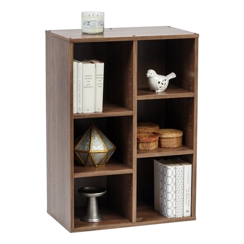 Iris Ohyama, Bibliothek, Möbel, Regal, Aufbewahrungswürfel, 6 Fächer, Horizontale & vertikale Anordnung, Design, Modern, Büro, Schlafzimmer, Wohnzimmer - Rack CFR-9060 - Braun von Iris Ohyama