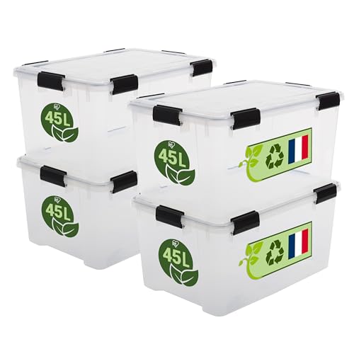 Iris Ohyama Luftdichte Kunststoff-Aufbewahrungsboxen mit Deckel, 45L, 4er-Set, Transparent, Hermetischer wasserdichter Verschluss, Robuste Schnappverschlüsse, Stapelbar, Staubschutz, BPA-frei, WSB-45 Iris Ohyama Luftdichte Kunststoff-Aufbewahrungsboxen mit Deckel, 45L, 4er-Set, Transparent, Hermetischer wasserdichter Verschluss, Robuste Schnappverschlüsse, Stapelbar, Staubschutz, BPA-frei, WSB-45 von Iris Ohyama