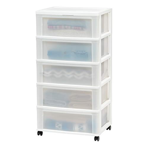 IRIS USA, Inc. NWC-5 Breiter Schubladenkorb, Kunststoff, Weiß/Natur, 5 Drawer von Iris Ohyama