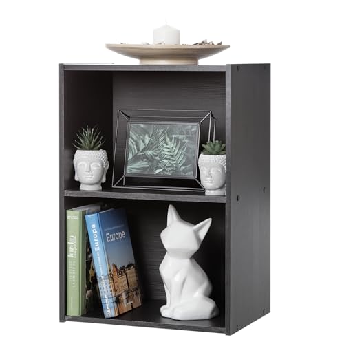 Iris Ohyama, Aufbewahrungsmöbel, Bücherregal, 2 feste Regale, Design,Multifunktional, Büro, Eingang, Schlafzimmer, Wohnzimmer - Basic Storage Shelf CX-2 - Eiche Schwarz von Iris Ohyama