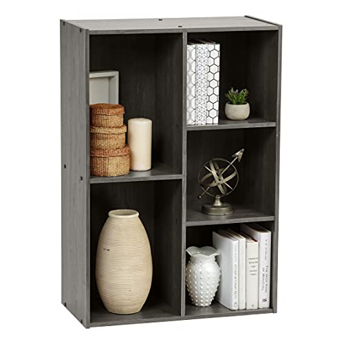 Iris Ohyama, Bücherregal, Regal mit 5 Fächern, Bücherregal, Trennwand, Display, Wohnzimmer, Schlafzimmer, Büro - Basic Storage Shelf CX-23C - Eiche Grau von Iris Ohyama