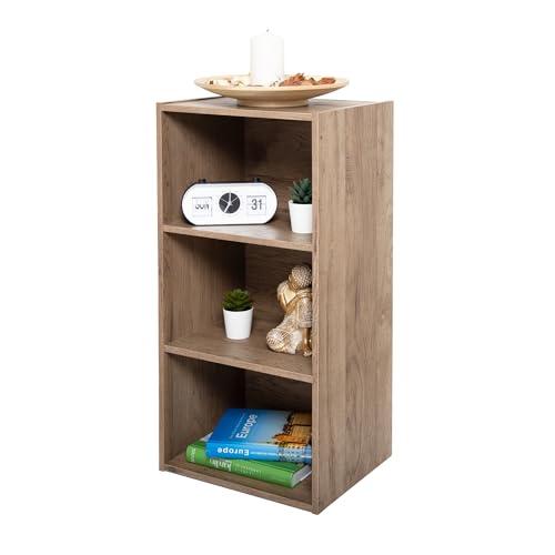 Iris Ohyama, Bücherregal, Beistellmöbel, 3 feste Regale,Design, Modular, Büro, Schlafzimmer, Wohnzimmer- Module Shelf MDB-3 - Aschbraun von Iris Ohyama