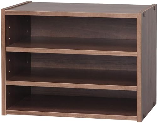 Iris Ohyama, Kleines Aufbewahrungsmöbel, Nachttisch, Beistellmöbel, Nachttisch, 3 verstellbare Regale alle 3.2 cm, Büro, Schlafzimmer, Wohnzimmer - Stack Box STB-400T - Braun von Iris Ohyama