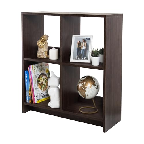 Iris Ohyama, Offenes Aufbewahrungsmöbel, Bücherregal, Regal mit 4 Fächern, Trennwand, horizontal & vertikal, Büro, Schlafzimmer, Wohnzimmer - Wood Open Shelf WOS-4 - Braun von Iris Ohyama