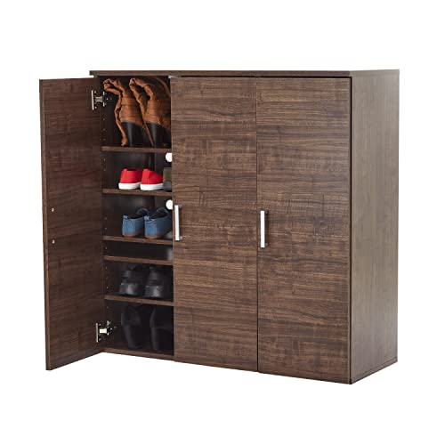 Movian, Schuhschrank/Schuhschrank Aufbewahrung/Schuhschrank aus Holz/Schuhschrank mit 3 Türen und Einlegeböden, Modulares DesignEingang, Schlafzimmer - Shoe cabinet - SR-9035 - Braun von Movian