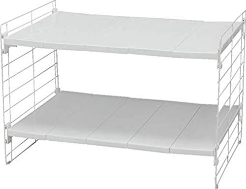 Iris Ohyama, Regal, Schrankorganizer, Unterschrank, Ausziehbar, Kunststoffaufbewahrung für Küchenschränke, Speisekammer, Lebensmittel und Utensilien - Telescopic Rack 2-tier USD-2V - Weiß von Iris Ohyama