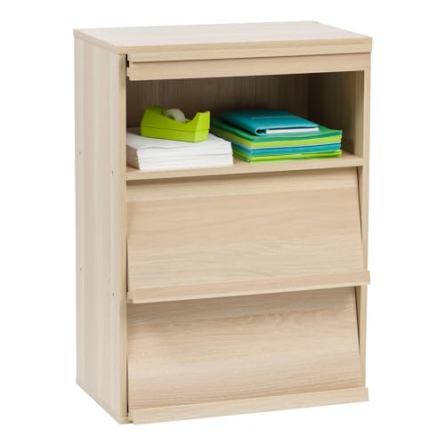 Iris Ohyama, Möbel, Bücherregal, Aufbewahrungsregal, 3 Klapptüren, Design, Modern, Mehrzweck, Büro, Schlafzimmer, Wohnzimmer - Flap Rack CHR-3 - Hellbraun von Iris Ohyama