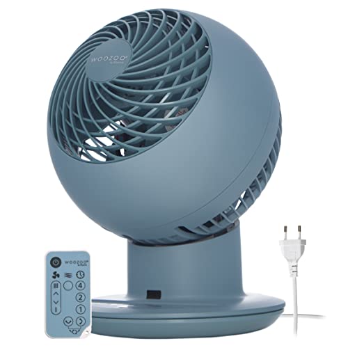 Woozoo, Ultra-starker, leiser & tragbarer Tischventilator, 30m², Reichweite 25m, Multidirektionale Oszillation, Fernbedienung, Timer, Wohnzimmer - Woozoo PCF-SC15T - Mattblau von Iris Ohyama