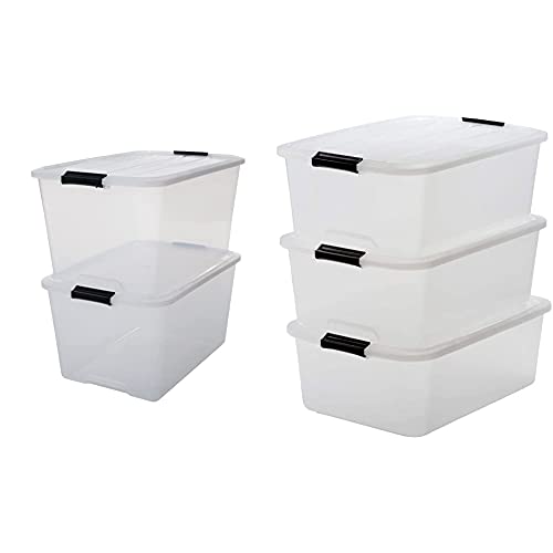 Iris, 2er-Set stapelbare Aufbewahrungsboxen 'Top Box', mit Deckel und Klickverschluss, 45 Liter, Kunststoff/Plastik, transparent + 3er-Set stapelbare 'Top Box',30 Liter, 39 x 20,5 x 57,5 cm von Iris