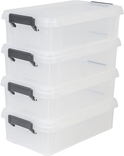 Iris Ohyama, 4er-Set, Aufbewahrungsboxen, 4 L, mit Clips, stapelbar, Garage - Multi Box MBX-4 - Transparent von Iris Ohyama