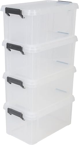 Iris Ohyama, 4er-Set, Aufbewahrungsboxen, 6 L, mit Einrastgriffen, stapelbar, Garage - Multi Box MBX-6 - Transparent von Iris Ohyama