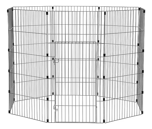 Iris Ohyama, Laufstall, Freilaufgehege, Hundehütte, Hundezwinger, Käfig für Hunde, Katzen, Kaninchen, 1.7 m², 8 Panels /B60 x H121 cm, WPC-48, Schwarz von Iris Ohyama