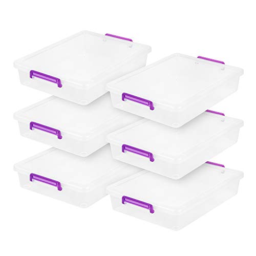 Iris USA MLB-360 Große modulare Verriegelungsbox, violetter Griff, 6 Stück, transparent/violett von Iris