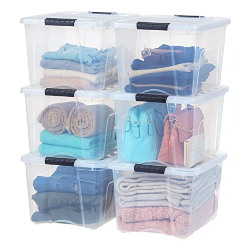 Iris USA Aufbewahrungsbehälter aus Kunststoff mit Deckel und sicheren Verriegelungsschnallen, transparent, 40 qt, 6 Stück von Iris