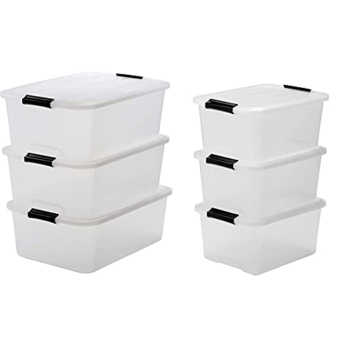 Iris, 3er-Set stapelbare Aufbewahrungsboxen 'Top Box', mit Deckel und Klickverschluss, 15 Liter, Kunststoff/Plastik, transparent, Aufbewahrungsboxen 30 Liter,39x20,5x57,5cm von Iris