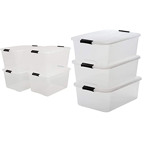 Iris, 4er-Set stapelbare Aufbewahrungsboxen 'Top Box', mit Deckel und Klickverschluss,45 Liter,Kunststoff/Plastik, transparent, 39 x 58 x 30cm, 3er-Set Aufbewahrungsboxen 30 Liter,39x20,5x57,5cm von Iris