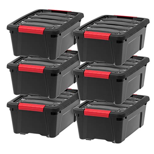 Iris TB-42E Aufbewahrungsbehälter mit Deckel, Kunststoff, Schwarz, 12 Qt. (Pack of 6), 6 von Iris