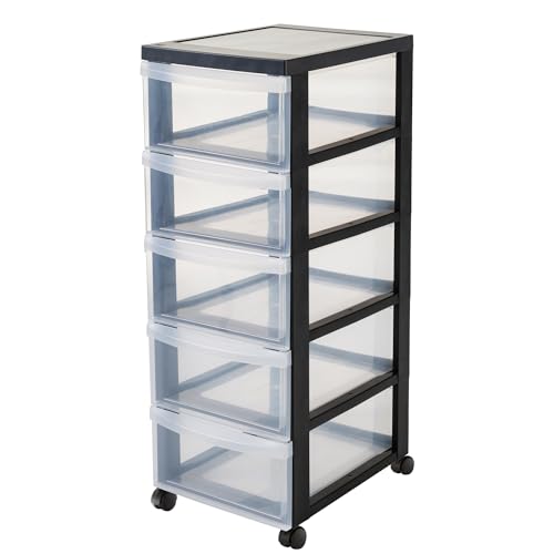 Iris Ohyama Kunststoff-Schubladenbox mit Rollen, 5 tiefen Schubladen, Schwarz, Griffe zum Ziehen, Für Schlafzimmer, Bad, Schule & Büro, BPA-frei, Schubladenschrank, Rollcontainer, A4 Drawer, DC-005 Iris Ohyama Kunststoff-Schubladenbox mit Rollen, 5 tiefen Schubladen, Schwarz, Griffe zum Ziehen, Für Schlafzimmer, Bad, Schule & Büro, BPA-frei, Schubladenschrank, Rollcontainer, A4 Drawer, DC-005 von Iris Ohyama