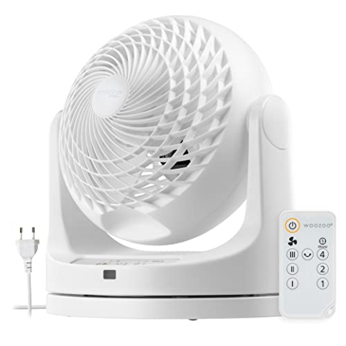 Woozoo, Leiser, leistungsstarker & tragbarer Tischventilator, 23m², Reichweite 15m, Oszillation, Vertikale Neigung, Fernbedienung, Timer, Zimmer - Woozoo PCF-MKC18 - Weiß von Iris Ohyama