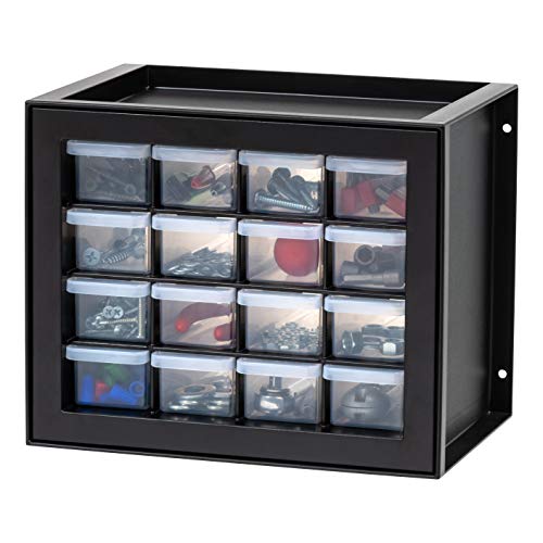 IRIS DPC-16 Kunststoffteile Aufbewahrung Hardware und Bastelschrank, Kunststoff, Schwarz, 16 Drawer von IRIS