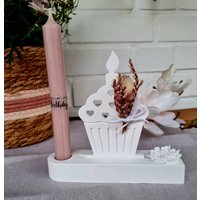 Raysin Kerzenständer ~ Geschenk Geburtstag Mitbringsel Cupcake von IrisBastelecke